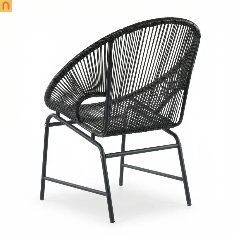 Outdoor Chair PE Rattan Iron Black Curved UV Resistant Set of 2