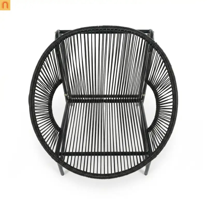 Outdoor Chair PE Rattan Iron Black Curved UV Resistant Set of 2