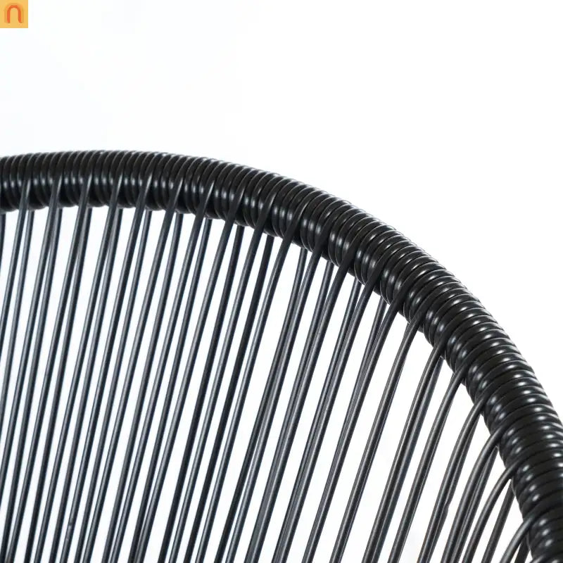 Outdoor Chair PE Rattan Iron Black Curved UV Resistant Set of 2