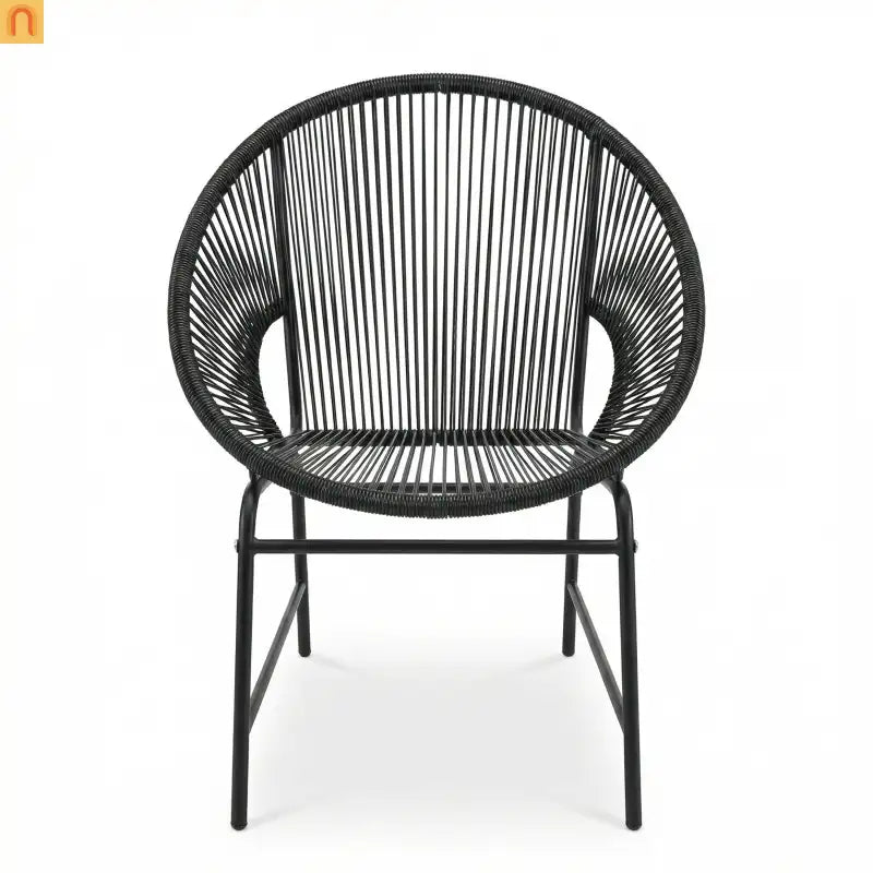Outdoor Chair PE Rattan Iron Black Curved UV Resistant Set of 2