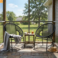 Outdoor Chair PE Rattan Iron Black Curved UV Resistant Set of 2
