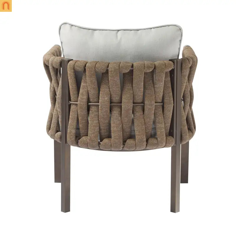 Outdoor Chair Set Steel Rope Brown Gray Cushion Tub Design 2 Piece