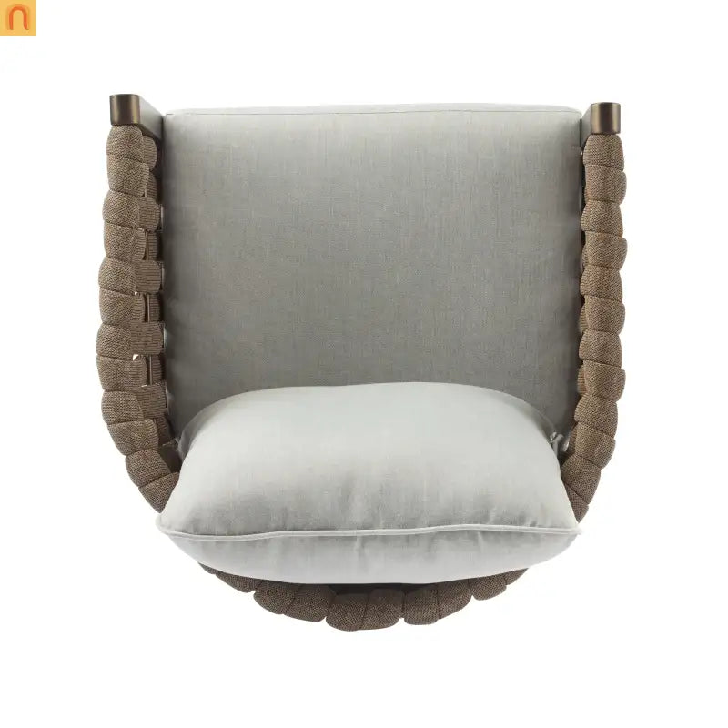 Outdoor Chair Set Steel Rope Brown Gray Cushion Tub Design 2 Piece