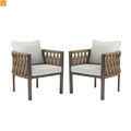 Outdoor Chair Set Steel Rope Brown Gray Cushion Tub Design 2 Piece