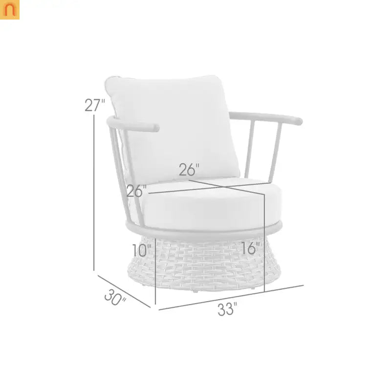 Outdoor Club Chair Wicker Aluminum Black Dark Gray 33in