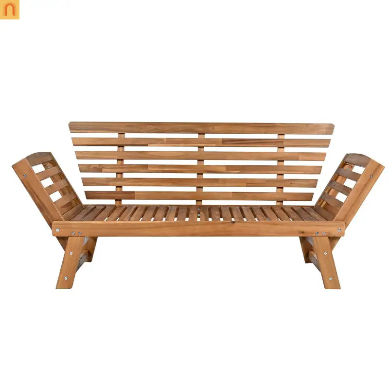 Outdoor Sofa Daybed Acacia Wood Natural Beige Cushion Adjustable 3 Pos