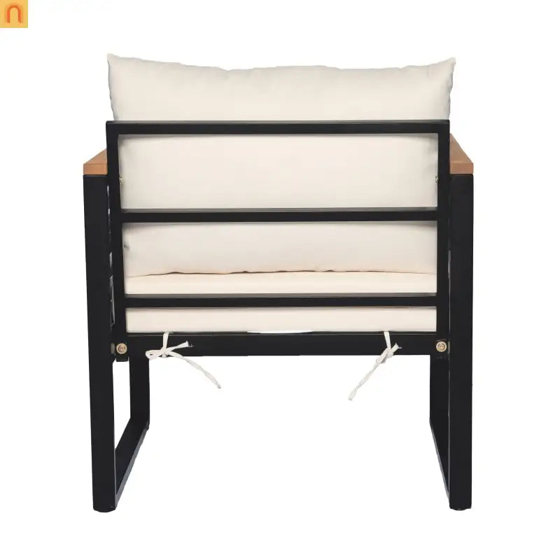 Outdoor Chair Acacia Wood Steel Set of 2 Cushioned