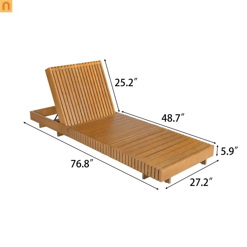 Chaise Lounge Acacia Wood Teak Copper 6 Position Adjustable Slatted