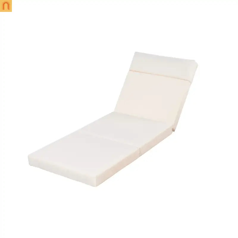 Chaise Lounge Acacia Wood Teak Cream Cushion Headrest 300 LB Foldable
