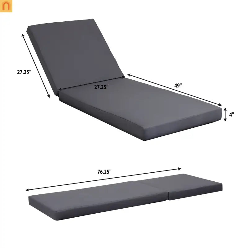 Chaise Lounge Acacia Wood Dark Gray Cushion 6 Position 400 LB