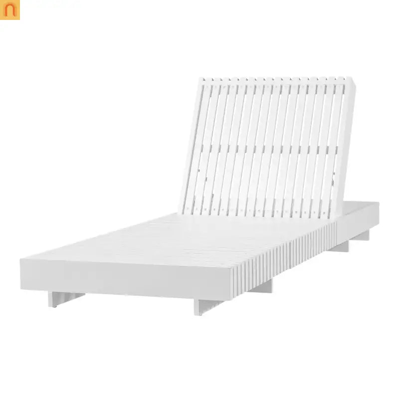 Chaise Lounge Acacia Wood White Cushion 6 Position 400 LB 3-Fold