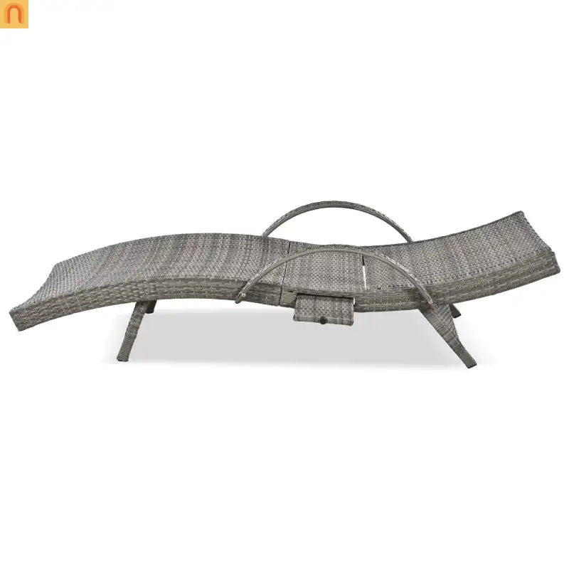 Chaise Lounge Wicker Steel Gray Wave Design Pull-Out Table 5 Position Set 2