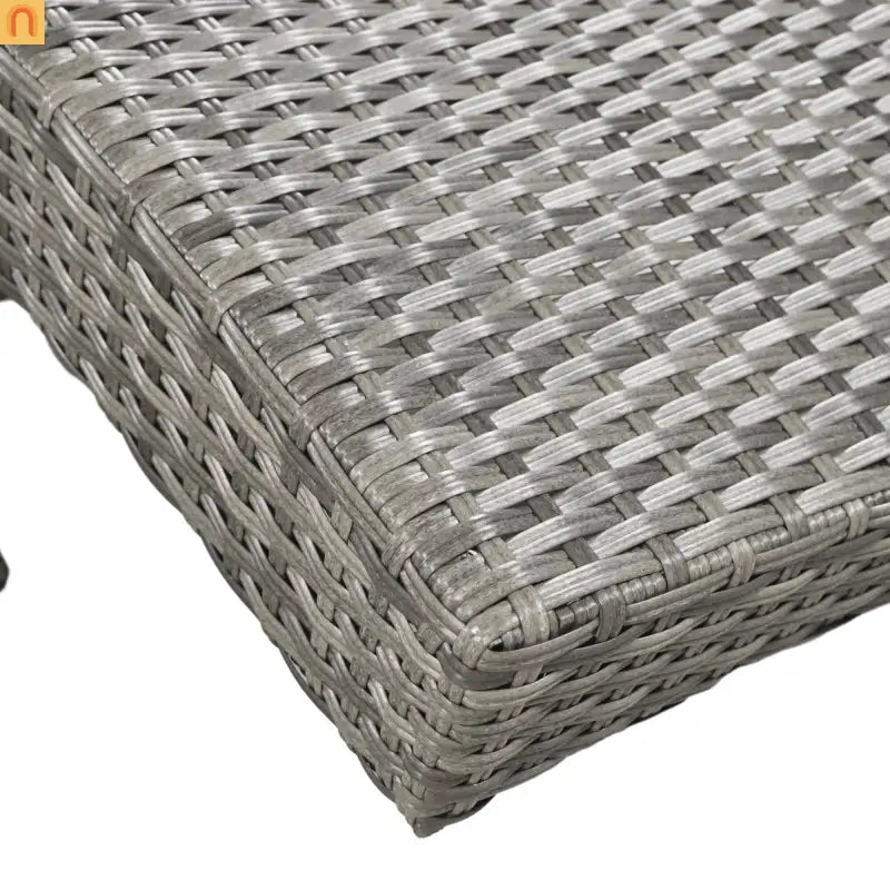 Chaise Lounge Wicker Steel Gray Wave Design Pull-Out Table 5 Position Set 2