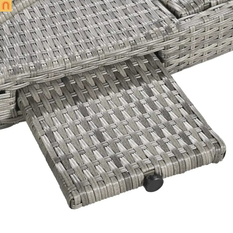 Chaise Lounge Wicker Steel Gray Wave Design Pull-Out Table 5 Position Set 2