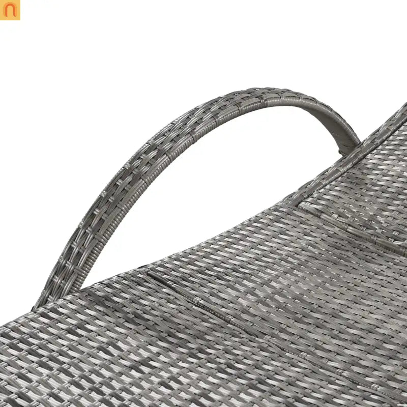 Chaise Lounge Wicker Steel Gray Wave Design Pull-Out Table 5 Position Set 2