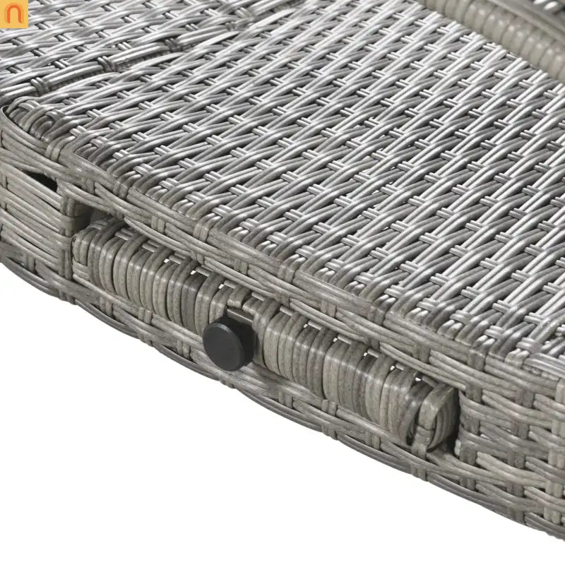 Chaise Lounge Wicker Steel Gray Wave Design Pull-Out Table 5 Position Set 2