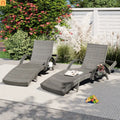 Chaise Lounge Wicker Steel Gray Wave Design Pull-Out Table 5 Position Set 2
