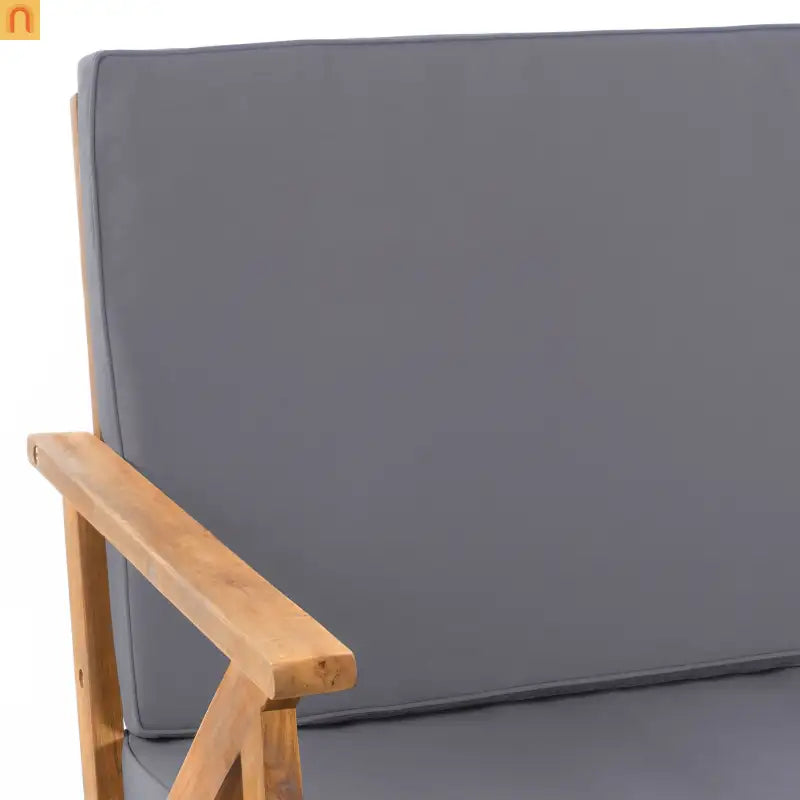 Outdoor Chat Set Acacia Wood Teak Gray Cushions 4-Piece