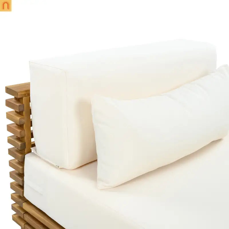 Outdoor Chat Set Acacia Wood Natural Beige Cushions 3 Piece