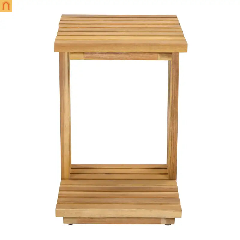 Outdoor Chat Set Acacia Wood Natural Beige Cushions 3 Piece
