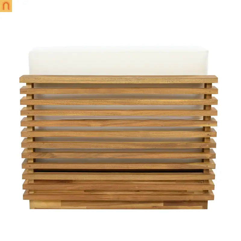Outdoor Chat Set Acacia Wood Natural Beige Cushions 3 Piece