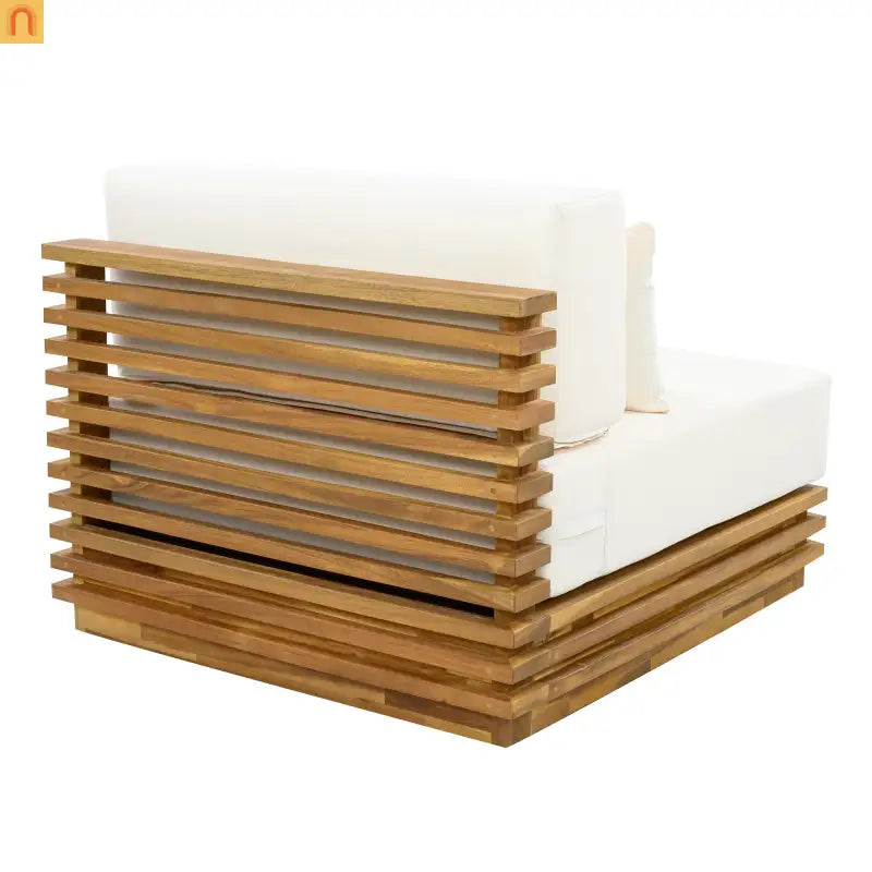 Outdoor Chat Set Acacia Wood Natural Beige Cushions 3 Piece