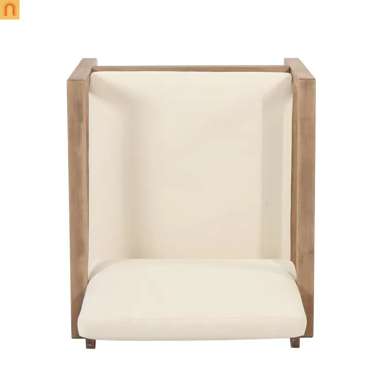Outdoor Club Chair Acacia Wood Beige Cushion Slat Panel Set of 2