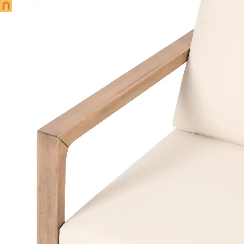 Outdoor Club Chair Acacia Wood Beige Cushion Slat Panel Set of 2