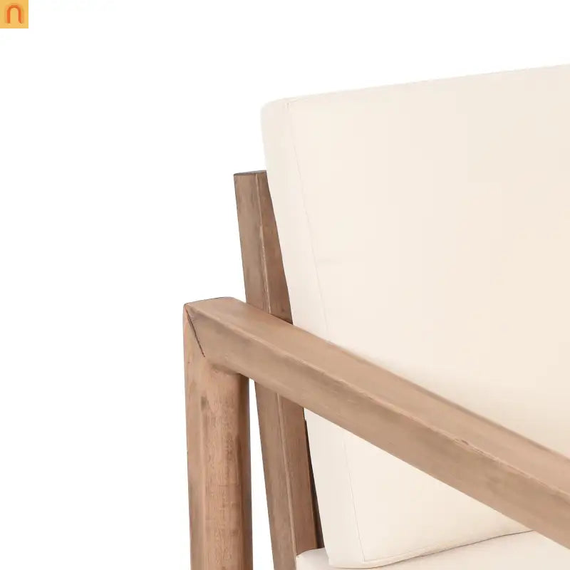 Outdoor Club Chair Acacia Wood Beige Cushion Slat Panel Set of 2