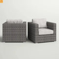 Outdoor Club Chair Set All-Weather Wicker Gray 33in Set of 2