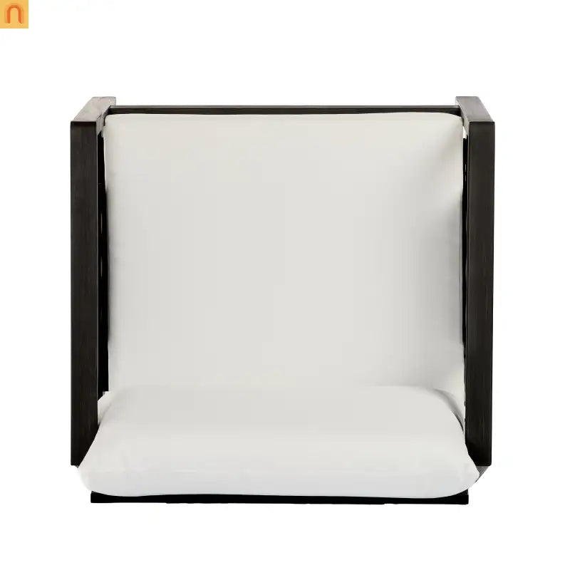 Outdoor Club Chair Acacia Wood Textilene Dark Gray White Cushion