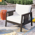 Outdoor Club Chair Acacia Wood Textilene Dark Gray White Cushion
