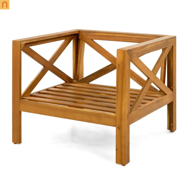 Outdoor Club Chair Set Acacia Wood Teak Dark Gray Cushions Set of 2