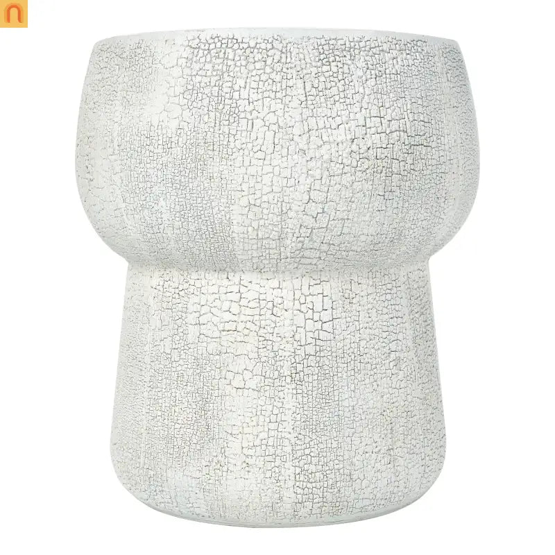 Outdoor Side Table MGO Cement Double Barrel Gray Weatherproof 21 LB