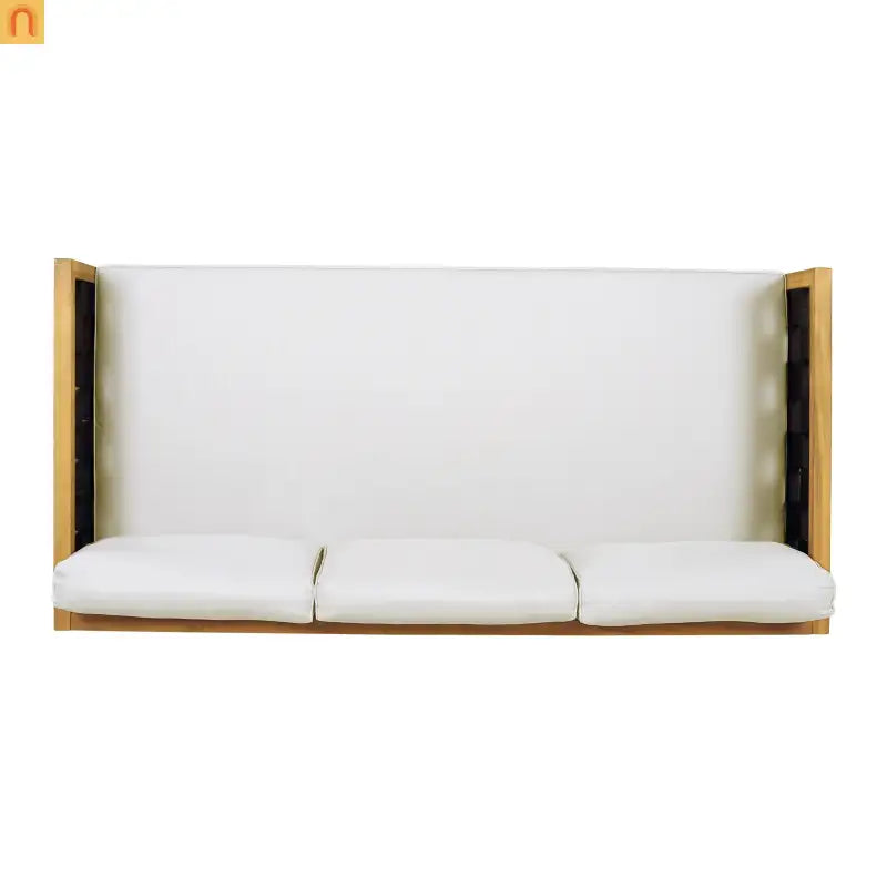 Outdoor Daybed Set Acacia Wood Teak 3 Seater Light Gray Rope Table