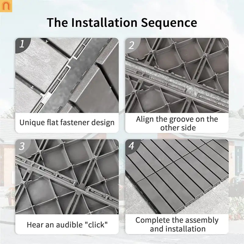 Outdoor Deck Tiles Interlocking Plastic Dark Gray 12x12