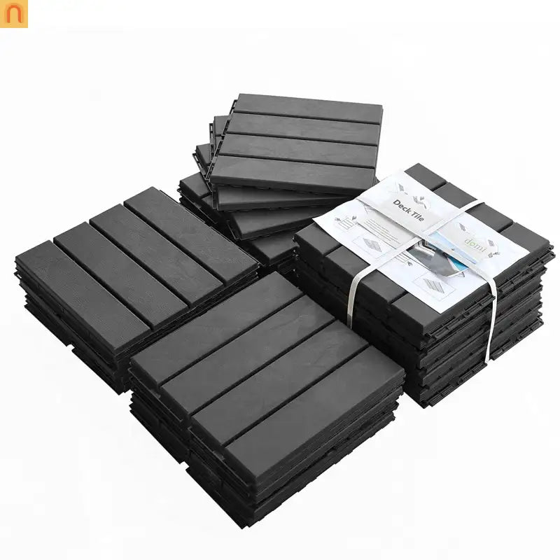 Outdoor Deck Tiles Interlocking Plastic Dark Gray 12x12