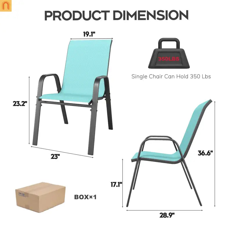 Outdoor Dining Chair Metal Sky Blue Ergonomic Set of 6 350 LB