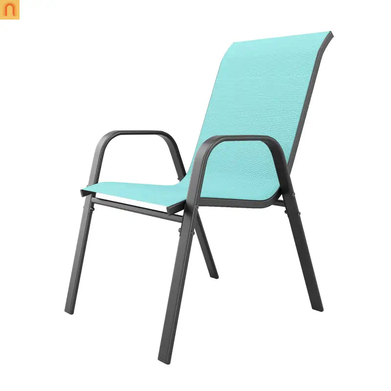 Outdoor Dining Chair Metal Sky Blue Ergonomic Set of 6 350 LB