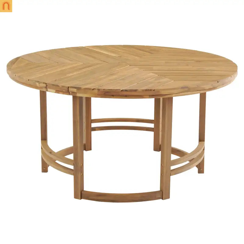 Outdoor Dining Set Acacia Wood Light Teak Beige Cushions 5 Piece Seats 4