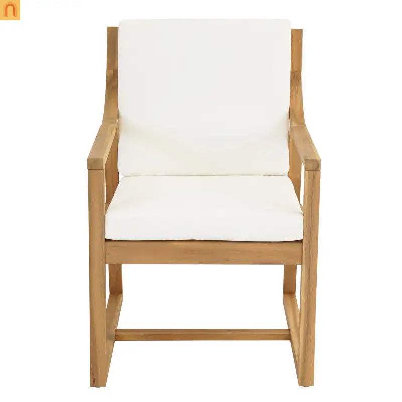 Outdoor Dining Set Acacia Wood Light Teak Beige Cushions 5 Piece Seats 4