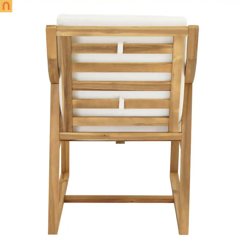 Outdoor Dining Set Acacia Wood Light Teak Beige Cushions 5 Piece Seats 4