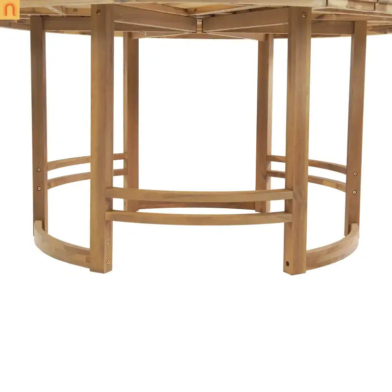 Outdoor Dining Set Acacia Wood Light Teak Beige Cushions 5 Piece Seats 4