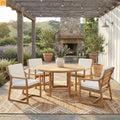Outdoor Dining Set Acacia Wood Light Teak Beige Cushions 5 Piece Seats 4