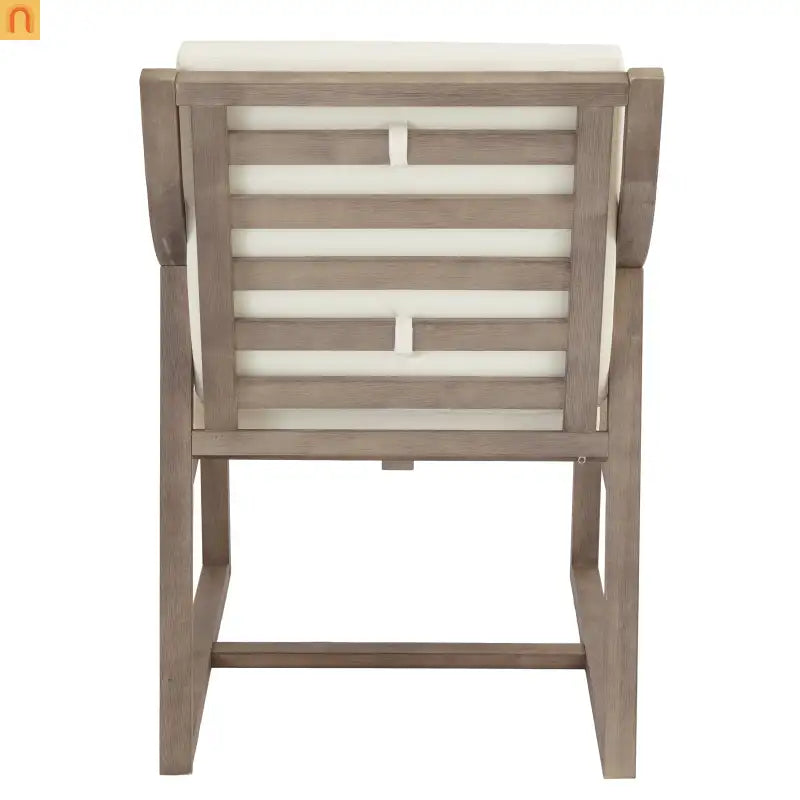 Outdoor Dining Set Acacia Wood Beige Cushions 5 Piece Umbrella Hole