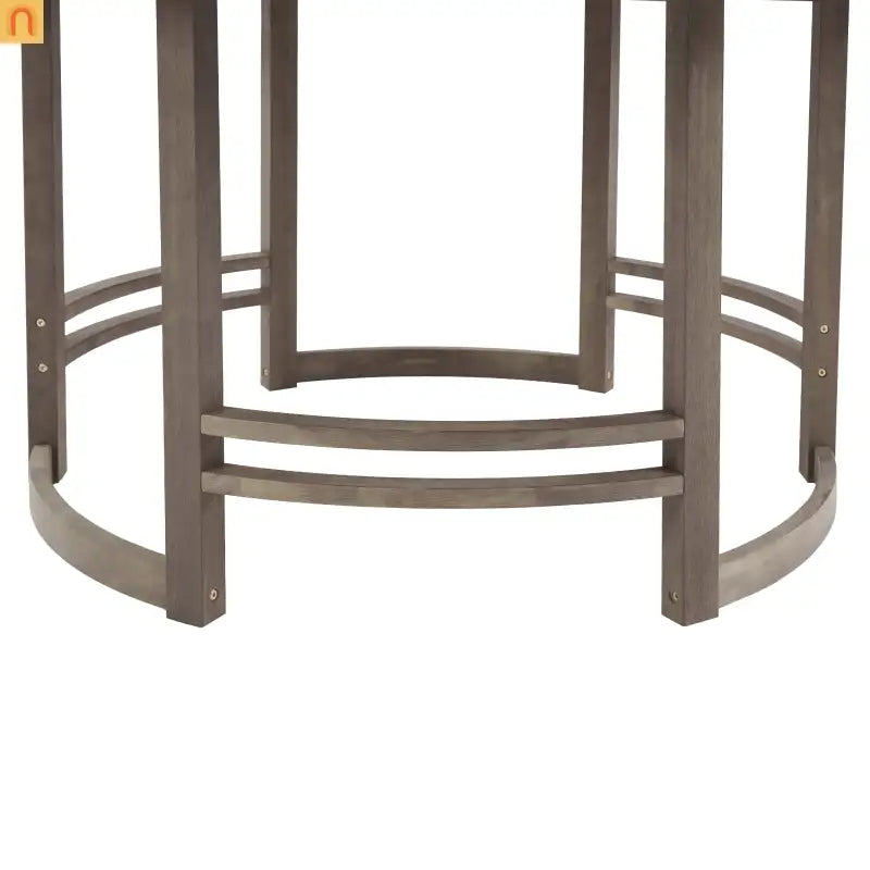 Outdoor Dining Set Acacia Wood Beige Cushions 5 Piece Umbrella Hole