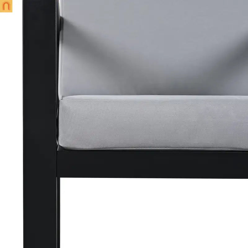 Outdoor Dining Set Acacia Wood Steel Gray Cushion 7 Piece Umbrella Hole