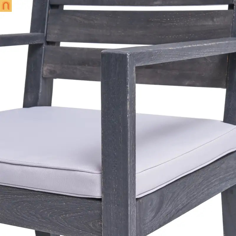 Outdoor Dining Set Acacia Wood Expandable 7 Piece Two-Tone Gray