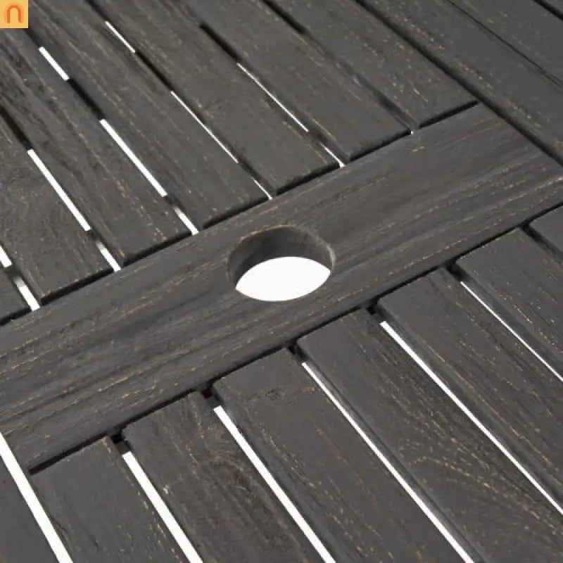 Outdoor Dining Set Acacia Wood Expandable 7 Piece Two-Tone Gray