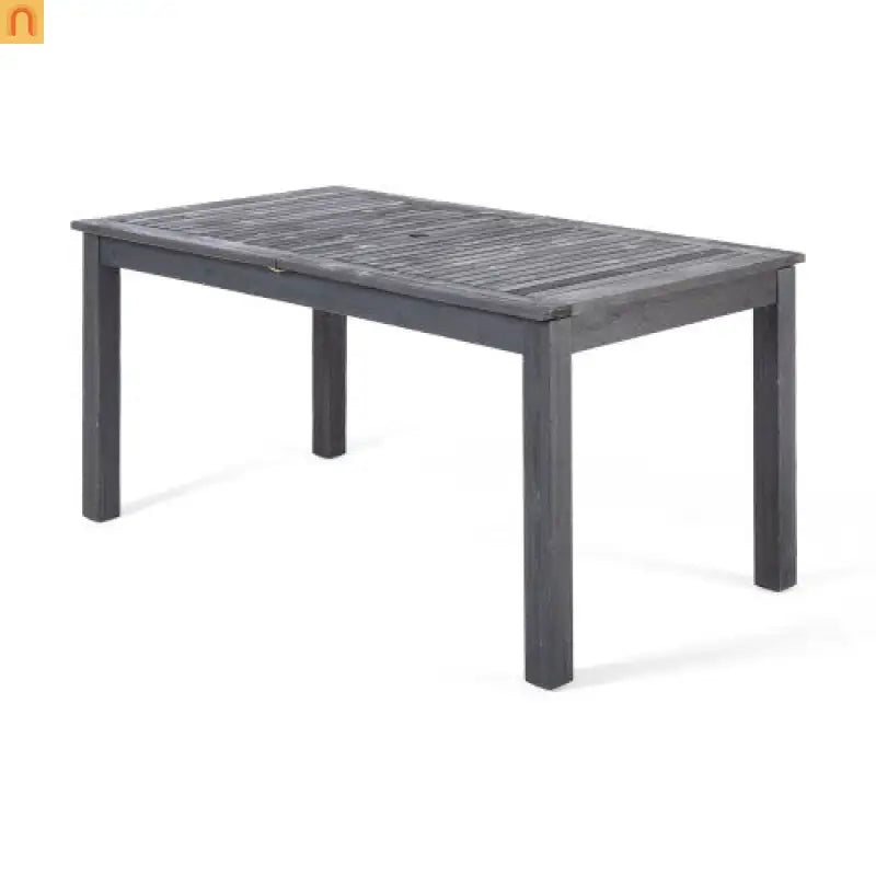 Outdoor Dining Set Acacia Wood Expandable 7 Piece Two-Tone Gray